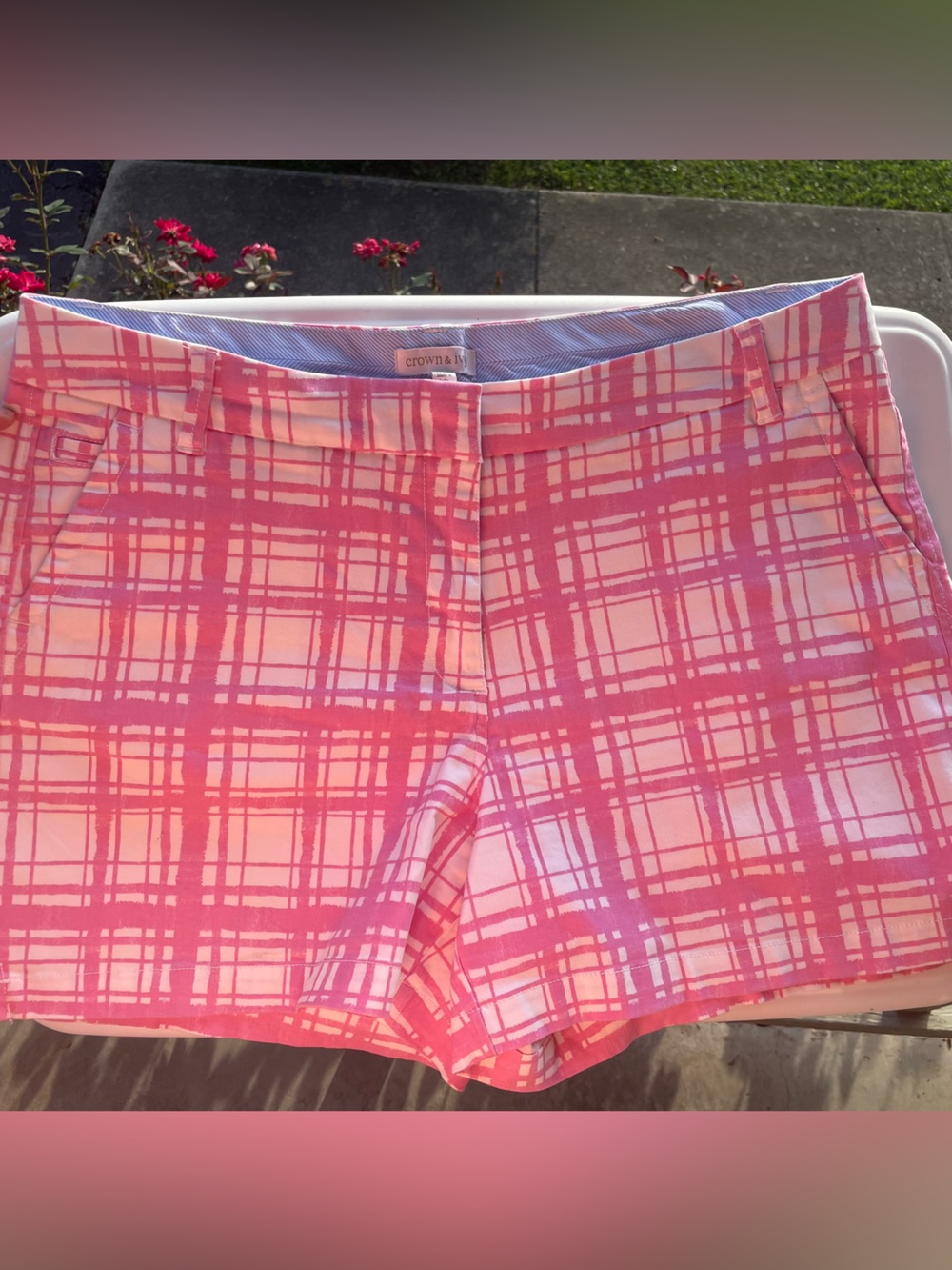 crown & ivy Blue and Pink Plaid Skirt